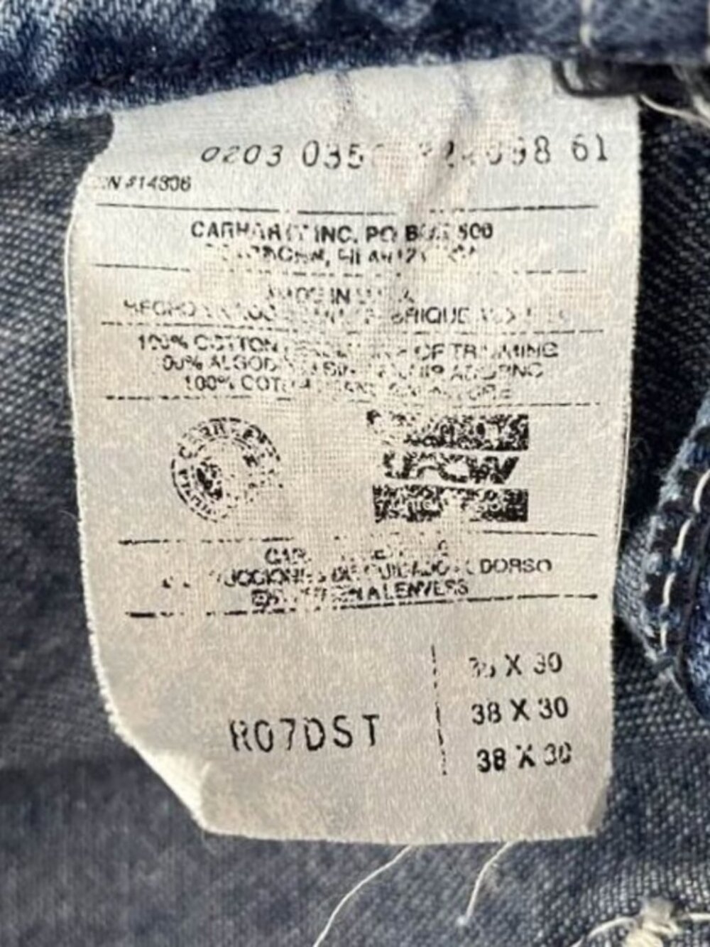 Carhartt Blue Denim Bib Overalls Men's 38x30 Workwear Streetwear - Picture 10 of 12
